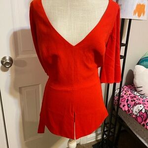 City Chic Bold Red V-Neck Blouse